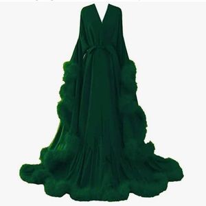 Emerald Green Feather Robe